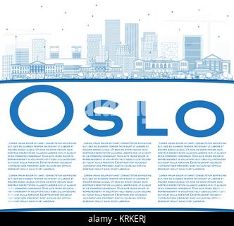 Umrisse Oslo Norwegen Skyline mit blauen Gebäude und Kopieren. Vector Illustration. Business Travel und Tourismus Abbildung mit moderner Architektur. Stock Vektor