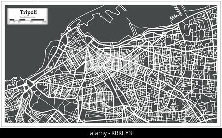 Tripolis Libyen Karte im Retro Style. Vector Illustration. Übersichtskarte. Stock Vektor