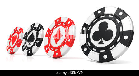 Casino Chips mit Spaten, Herz Diamant und Verein auf. 3D Stockfoto