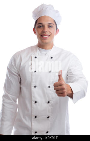 Küchenchef Young Professional Trainee Ausbildung trainee Daumen hoch geschnitten Stockfoto