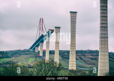 Brücke Baustelle, hohe moselbrÃ¼cke Stockfoto