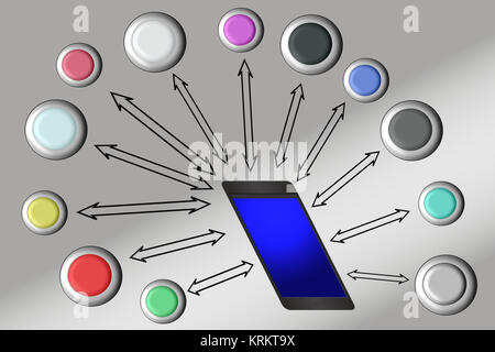 Handy mit Symbolen. Stockfoto