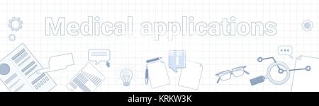 Medizinische Anwendungen Wort auf Karierter Hintergrund horizontale Banner Online Healthcare Mobile Behandlung Konzept Stock Vektor