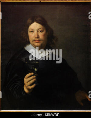 Emanuel de Witte (1612-1670). Niederländische Maler. Mann hält ein Glas Wein, mid-1600s. National Gallery. Oslo. Norwegen. Stockfoto
