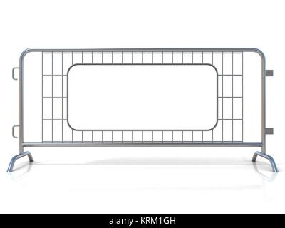 Stahl Barrikaden, isoliert auf weißem Hintergrund. Vorderansicht Stockfoto