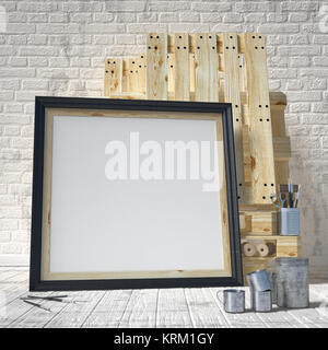 Mock up Poster Frames in der Kunst Atelier, 3D Stockfoto