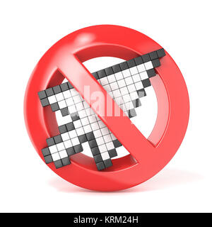 Verboten Schild mit Pfeil Mauszeiger. 3D Stockfoto