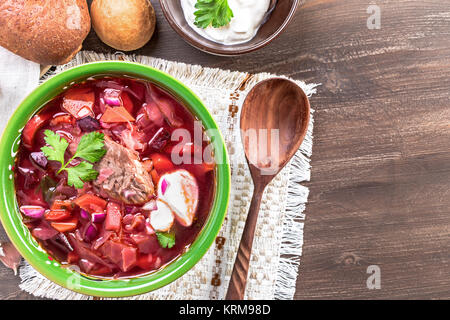 Borscht Draufsicht Stockfoto