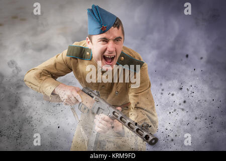 Sowjetischen Soldaten ww2 Angriff Stockfoto