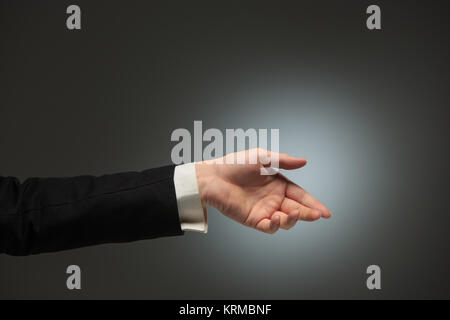 Gekleidet in einen Business Anzug kaukasischen männliche hand Stockfoto