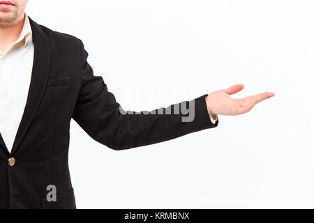 Gekleidet in einen Business Anzug kaukasischen männliche hand Stockfoto