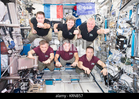 Expedition 50 Crew an Bord Portrait in der Columbus Labor Stockfoto