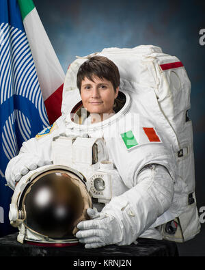 Samantha Cristoforetti offizielles Portrait in einer WWU Raumanzug Stockfoto