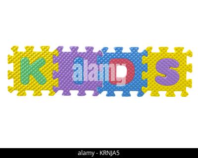 Wort Kinder mit Schreiben Puzzleteile angeordnet Stockfoto