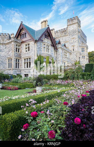 Hatley Castle, am königlichen Straßen Uni-Gelände, Hemlocktannen, British Columbia, Kanada Stockfoto