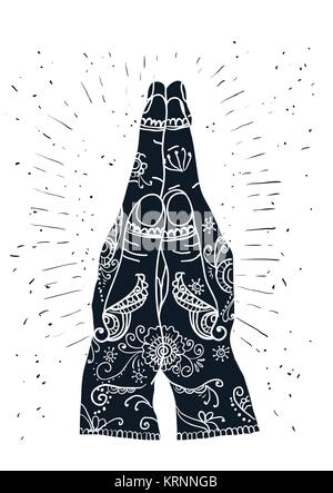 Element-Yoga-Mudra-Hände-namaste Stock Vektor