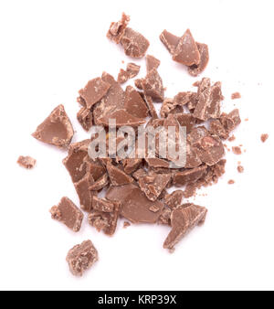 Stücke Schokolade auf weißem Hintergrund Stockfoto