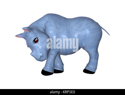 3D-Rendering Blue Rhino auf Weiß Stockfoto