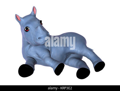 3D-Rendering Blue Rhino auf Weiß Stockfoto