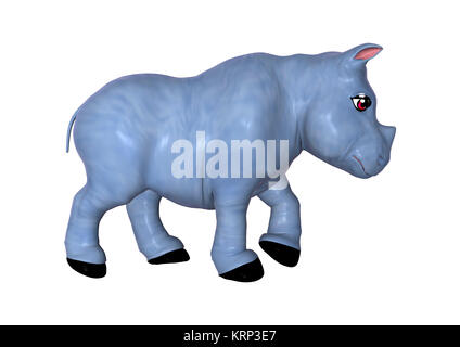 3D-Rendering Blue Rhino auf Weiß Stockfoto