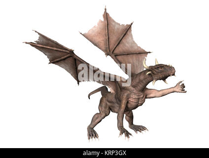 3D-Rendering Fantasy Dragon auf Weiß Stockfoto