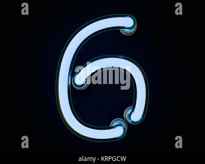 Neon Tube Anzahl auf dunklem Hintergrund. 3D-Rendering Stockfoto