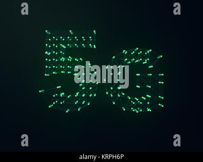 5G Symbol auf dunklen digitalen Hintergrund. 3D-Rendering Stockfoto