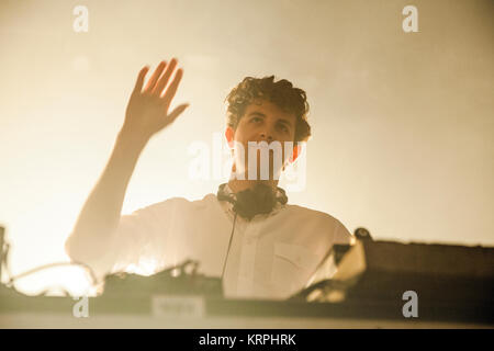 Jamie XX, die englische Electronica Musik Produzent, DJ und Remix Künstler, führt eine Live Show bei VEGA in Kopenhagen. Jamie XX führt als Solokünstler, sondern ist auch ein Mitglied der Londoner Band, die xx. Dänemark, 01/11 2015. Stockfoto