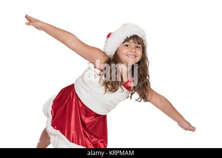 In der Nähe der kleinen Mädchen in Santa Claus Kostüm Stockfoto