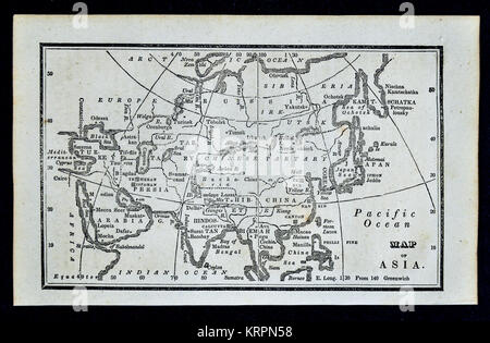 1830 Nathan Hale Karte - Asien - Japan China Korea Arabien Indien Sibirien Stockfoto