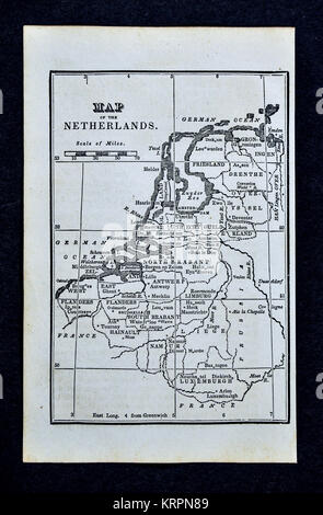 1830 Nathan Hale Karte - Niederlande - Holland Belgien Brüssel Amsterdam Luxemburg Stockfoto