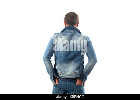 Portrait von hinten von einem Mann in Jeans gekleidet Stockfoto