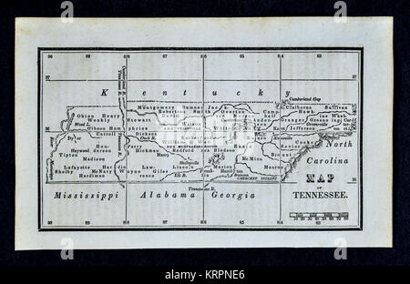 1830 Nathan Hale Karte - Tennessee - Memphis Nashville Knoxville - Vereinigte Staaten Stockfoto