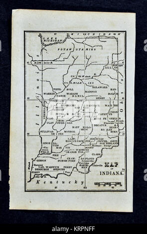 1830 Nathan Hale Karte - Indiana - Indianapolis Fort Wayne South Bend - Vereinigte Staaten Stockfoto