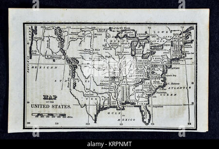 1830 Nathan Hale Karte der Vereinigten Staaten von Amerika mit 24 Staaten und die westlichen Missouri Gebiet Stockfoto