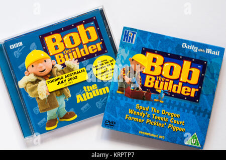 Für Kinder Bob der Baumeister DVD und das Album CD auf weißem Hintergrund Stockfoto