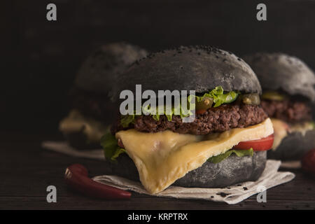 Große schwarze burger Stockfoto