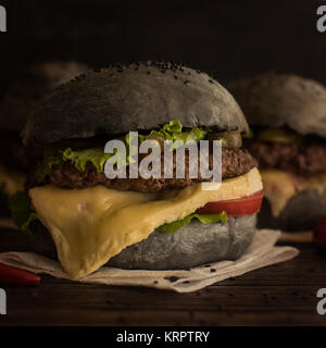 Große schwarze burger Stockfoto