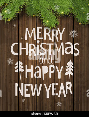 Weihnachten und Neujahr Urlaub Grußkarte. Stockfoto