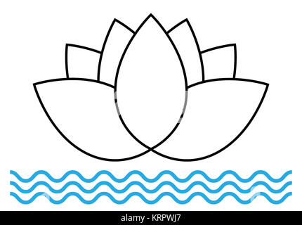 Die Lotusblume auf dem Wasser Symbol Stockfoto