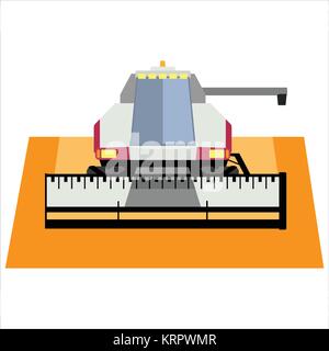 Modernes rotes Mähdrescher auf weißem Hintergrund Stock Vektor