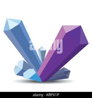 Kristalle im flachen Stil. Vector Illustration auf weißem Hintergrund Stock Vektor