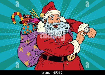 Weihnachtsmann-Shows auf der Uhr, Neujahr und Weihnachten Stockfoto