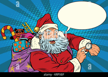 Weihnachtsmann-Shows auf der Uhr, Neujahr und Weihnachten Stockfoto