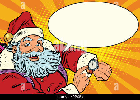 Weihnachtsmann-Shows auf der Uhr, Neujahr und Weihnachten Stockfoto