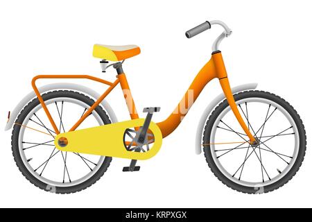 Realistische orange Kinder Fahrrad für einen Jungen - auf weißem Hintergrund Stock Vektor