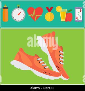 Joggen und laufen Konzept flachbild Symbole. Isolierte Vector Illustration Stock Vektor