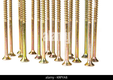 Gewachste einzigen Thread, multipurpose Holzschraube lange auf dem weißen Stockfoto