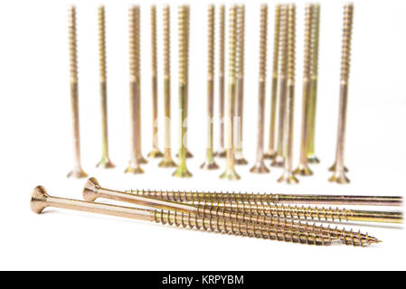 Gewachste einzigen Thread, multipurpose Holzschraube lange auf dem weißen Stockfoto