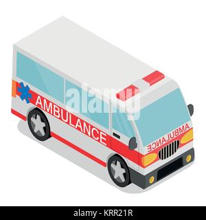 Vector Illustration der Krankenwagen. Isometrische Ansicht von Verkehr. Stock Vektor